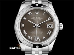 ROLEX 勞力士 Datejust 31 蠔式日誌型 178344 <font color=#707038>深灰色面盤</font> 不鏽鋼 <font color=#cadff0>原廠雪花式鑲嵌鑽石錶圈、VI鑲鑽時標</font> 經典 DJ31 <font color=#FF0000>台灣公司貨 紀念型（Jubilee）五銖錶帶</font> 自動上鍊 31mm