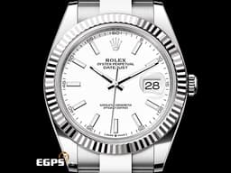 ROLEX 勞力士 DateJust 41 蠔式日誌型 126334 <font color=#F0F0F0>白色面盤</font> 不鏽鋼 DJ41 經典三角坑紋錶圈 <font color=#FF0000>2022年新式綠卡 蠔式（Oyster）三節錶帶</font> 自動上鍊 41mm