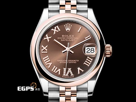 ROLEX 勞力士 DateJust 278241 玫瑰金 巧克力面盤 羅馬時標  原廠鑲嵌VI鑽石時標   2021年新式保卡  自動上鍊 31mm