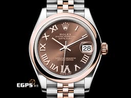 ROLEX 勞力士 DateJust 278241 玫瑰金 巧克力面盤 羅馬時標 <font color=#FFFF00> 原廠鑲嵌VI鑽石時標 </font> <font color=#ff0000> 2021年新式保卡 </font> 自動上鍊 31mm