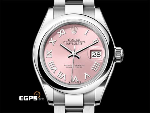 ROLEX 勞力士 Lady-Datejust 28 蠔式日誌型 279160 粉紅色面盤 羅馬數字時標 經典 DJ28 不鏽鋼 2021年保卡 蠔式（Oyster）三節板帶 自動上鍊 28mm