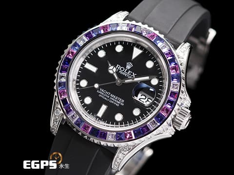 ROLEX 勞力士 Yacht-Master 40 蠔式 遊艇名仕型 116622 精鑲126679SABR 獨特寶石框、鑽石錶耳、客製化黑色面盤 126679 SABR 不鏽鋼 自動上鍊 40mm