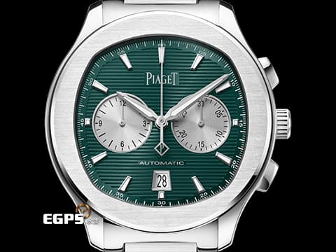 PIAGET 伯爵 PIAGET POLO S 計時碼錶 G0A49024 不鏽鋼材質 綠色雕紋面盤 2024保卡 自動上鍊 42mm