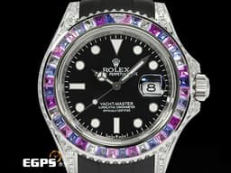 ROLEX 勞力士 Yacht-Master 40 蠔式 遊艇名仕型 116622 <font color=#e598e6>精鑲126679SABR 獨特寶石框、鑽石錶耳、客製化黑色面盤 126679 SABR</font>  <font color=#ff0000>搭配客製化橡膠錶帶 可換回不銹鋼鍊帶 </font>不鏽鋼 自動上鍊 40mm