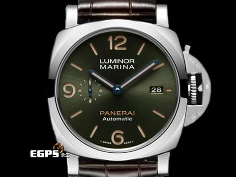 PANERAI 沛納海 Luminor Marina Platinumtech 3 Days PAM1116 橄欖綠色太陽紋三明治夜光面盤 三日鍊 PT950 鉑金材質 PAM01116 小秒針 Luminor系列70週年款 限量70只 保固70年 2021年保單 自動上鍊 44mm