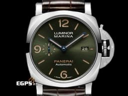 PANERAI 沛納海 Luminor Marina Platinumtech 3 Days PAM1116 <font color=#01B468>橄欖綠色太陽紋三明治夜光面盤</font> 三日鍊 <font color=#84C1FF>PT950 鉑金材質</font> PAM01116 小秒針 <font color=#ff0000>Luminor系列70週年款 限量70只 保固70年 2021年保單</font> 自動上鍊 44mm