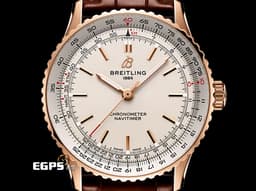 BREITLING 百年靈 Navitimer R17329 R17329F41G1P1 玫瑰金材質 航空腕錶 銀白色面盤 皮帶款 <font color=#FF0000>2024年保單 百年靈17機芯</font> 自動上鍊 41mm