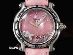 CHOPARD 蕭邦 Happy Sport Zodiac 快樂鑽 星座 雙魚座 288347-3013 <font color=#f6cee8> 粉色面盤 原廠雙魚座造型跑鑽</font> 不鏽鋼 <font color=FF0000>2024年保單</font> 石英機芯 38mm