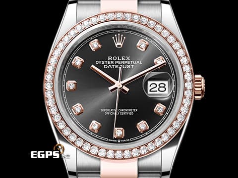 ROLEX 勞力士 DATEJUST 蠔式日誌型 126281 永恒玫瑰金半金款 126281RBR 原鑲鑽石錶圈、鑽石時標 2024年保卡 自動上鏈 36mm