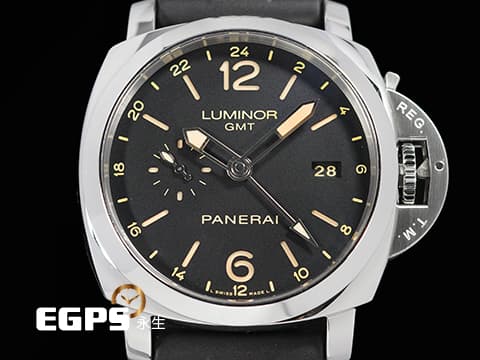 PANERAI 沛納海 Luminor GMT PAM00531 經典三明治面盤 淡褐色夜光時標 菸草面 三日鍊 兩地時區 動能顯示 PAM531 台灣公司貨 自動上鍊 44mm