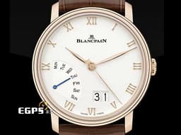 BLANCPAIN 寶鉑 Villeret 大日曆 逆跳 6668 3642 55A 18K玫瑰金材質 三日鍊 <font color="#fffad6">蛋白色面盤</font> <font color="#FF0000"> 2024年保單 </font> 自動上鍊 40mm
