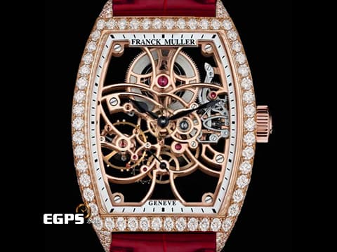 Franck Muller 法蘭穆勒 FM Cintrée Curvex 8880 B S6 18K玫瑰金材質 原廠鑲嵌鑽石錶圈、錶扣 18K玫瑰金材質鏤空面盤 機芯工藝結構一覽無遺  新錶訂價：約2,415,330元 手動上鍊 39x55mm