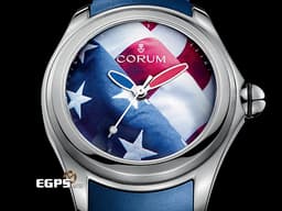 CORUM 崑崙 Bubble 47 US Flag 泡泡錶 082.310.20/0373 US01 <font color=#CE0000>美國</font><font color=#0066FF>國旗</font> 不鏽鋼 大三針 L082/03263 <font color=#FF0000>特殊半球體拱形藍寶石水晶鏡面 限量88只</font> 自動上鍊 47mm