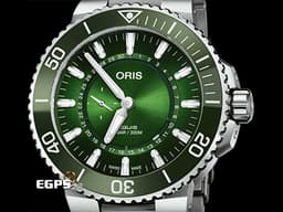 ORIS 豪利時 Aquis Hangang Small Second Date 時間之海 7734 漢江限量版 0174377344187 <font color=#009100>綠色陶瓷錶圈、綠色面盤 綠水鬼</font> 小秒針 不鏽鋼 <font color=#FF0000>2020年保卡 限量2000支</font> 潛水錶 自動上鏈 43.5mm
