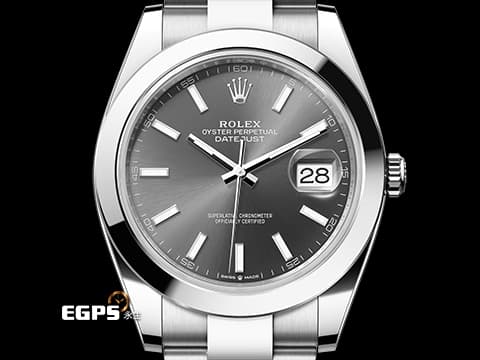 ROLEX 勞力士 Datejust 41 蠔式日誌型 126300 石板灰色錶面 柱狀時標 DJ41 不鏽鋼 大三針 2025年新式保卡 蠔式（Oyster）三節錶帶 自動上鍊 41mm