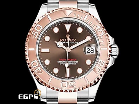 ROLEX 勞力士 Yacht-master 268621 遊艇名仕型 巧克力色面盤 中型 玫瑰金 半金款 2018年保單 自動上鍊 37mm