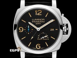 PANERAI 沛納海 Luminor 1950 3 Days GMT Power Reserve PAM01321 <font color=#be9672>經典三明治面盤 淡褐色夜光時標 菸草面</font> 藍色小秒針 PAM1321 三日鍊 GMT 兩地時間 動能儲存顯示 <font color=#FF0000> 2020年保單</font> 自動上鍊  44mm