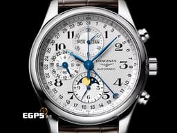 LONGINES 浪琴 Master Collection Chrono Moonphase 名匠 巨擘系列 L27734783&nbsp;<font color="#DDDDDD">銀白色經典麥粒飾紋面盤</font>&nbsp;全日曆 月相盈虧 計時碼表&nbsp;<font color="#0066FF">藍鋼指針</font>&nbsp;不鏽鋼&nbsp;<font color="#FF0000">2026年保單</font>&nbsp;自動上鏈 42mm