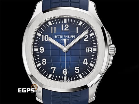 Patek Philippe 百達翡麗 PP Aquanaut Jumbo 海底探險家 5168G-001 18K白金材質 午夜藍色漸層壓花面盤&nbsp;2024年保單 新款按動式摺疊帶扣 已貼膜 自動上鏈&nbsp;42mm