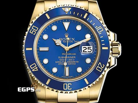 ROLEX 勞力士 Submariner 潛航者 116618LB 陶瓷框 18K黃金材質 藍色面盤 全金藍水鬼  2019年保卡 自動上鍊 40mm