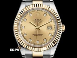 ROLEX 勞力士 Datejust DJ41 116333G 116333 18K黃金搭配不鏽鋼材質 半金款 <font color="#ff00ff">原廠鑽石時標</font> <font color="#FFFF00"> 香檳金色面盤 </font> 自動上鍊 41mm