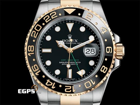 ROLEX 勞力士 GMT-Master II 蠔式 格林威治型 116713LN&nbsp;綠色兩地時區指針&nbsp;116713 LN&nbsp;18K黃金 半金款&nbsp;陶瓷外圈&nbsp;2017年保卡  自動上鏈 40mm