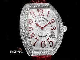 Franck Muller 法蘭穆勒 HEART 5002 MQ ZD C4 CD 18K白金材質 <font color="#05f0f0">原廠鑲嵌鑽石錶殼</font> <font color="#f4c3e2">紅色羅馬數字時標及4點鐘心型鑲鑽時標</font>&nbsp;<font color="#ff0000">新錶訂價：1,305,000元</font> 石英機芯 34.5x39.8mm
