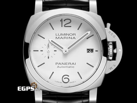 PANERAI 沛納海 Luminor Quarantta PAM1371 PAM01371 三日鍊 白色三明治面盤 附原廠深綠色橡膠快拆錶帶 2023年保卡 保有部分原廠膠膜  自動上鍊  40mm