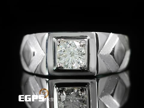 白K金 天然鑽石 主石重0.50CT 噴砂處理  鑽石戒指 男戒