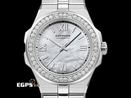 CHOPARD 蕭邦 ALPINE EAGLE 雪山傲翼 系列 298601-3002 不銹鋼材質 <font color="#FFFF00">白色貝母面盤</font> <font color="#ffffff">原廠鑲嵌鑽石錶圈</font> <font color="#FF0000"> 2025年保單  </font> 自動上鍊 36mm