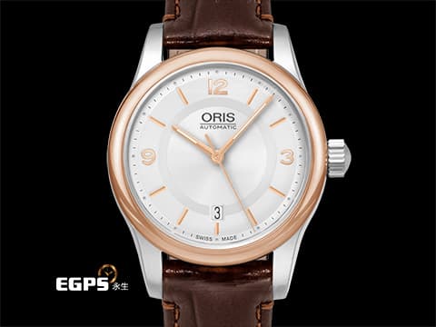 ORIS 豪利時 CLASSIC系列日期 經典大三針 01 561 7650 4331  銀白色面盤  玫瑰金PVD塗層不鏽鋼錶圈  2025年保單 自動上鍊 28.5mm