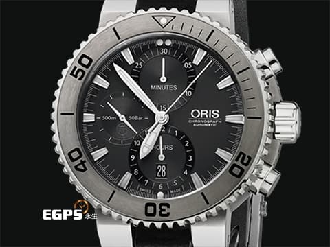 ORIS 豪利時 Aquis Titan Chronograph 時間之海 7655 鈦金屬 灰色面盤 鍍鎢刻度錶圈 0167476557253 計時碼表 2025年保單 排氦氣閥 潛水錶 自動上鍊 46mm