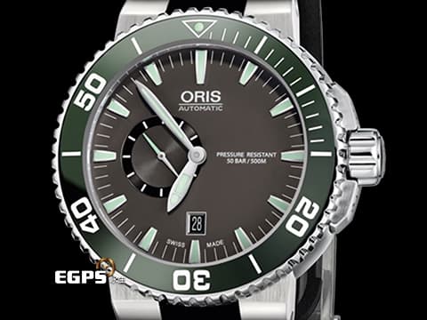 ORIS 豪利時 Aquis Date 時間之海 0174376734137-07 4 26 34EB 不鏽鋼材質  綠色陶瓷錶圈 500米防水   2025年保卡 自動上鍊 46mm