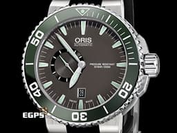 ORIS 豪利時 Aquis Date 時間之海 0174376734137-07 4 26 34EB 不鏽鋼材質 <font color="#64c51f"> 綠色陶瓷錶圈 500米防水 </font> <font color="#FF0000"> 2025年保卡</font> 自動上鍊 46mm