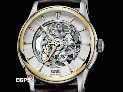 ORIS 豪利時 Artelier Skeleton 藝術家 7670 鏤空面盤 0173476704351 黃金PVD塗層不鏽鋼 半金款 大三針 2025年保單 自動上鍊 40.5mm