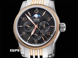 ORIS 豪利時 Big Crown Complication 大錶冠系列 7627-43 複雜功能 0158276274364 <font color="#f3baa1">玫瑰金PVD塗層不鏽鋼 半金款</font> 月相盈虧 星期日期 兩地時間 <font color="#FF0000">2025年保卡</font> 自動上鍊 40mm