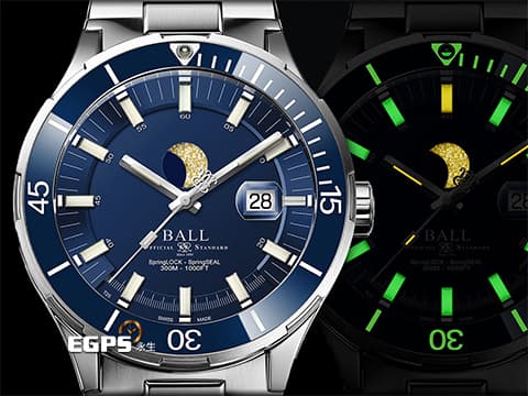 BALL WATCH 波爾錶 Roadmaster DM3150B-S13J-BE 不鏽鋼材質  藍色陶瓷錶圈，月相顯示  2025保單 限量1000只 3H自體發光微型氣燈 自動上鍊 43mm