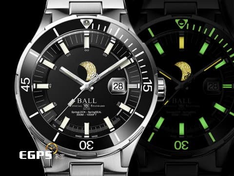 BALL WATCH 波爾錶 Roadmaster DM3150B-S14J-BK 不鏽鋼材質  黑色單向旋轉陶瓷錶圈 月相顯示  2025保單 限量1000只 3H自體發光微型氣燈 自動上鍊 43mm