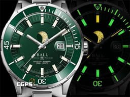 BALL WATCH  波爾錶 Roadmaster Challenger Moonphase <font color=#00A600>綠色陶瓷錶圈 綠水鬼 30支自體發光微型氣燈</font> DM3150B-S13J-GR 月相盈虧 不鏽鋼 <font color=#ff0000>2025年保卡 限量1000只</font> 潛水錶 自動上鏈 43mm