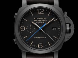 PANERAI 沛納海 Luminor 1950 3 Days Chrono Flyback PAM580 三日鍊 飛返 計時碼表 <font color=#be9672>經典三明治面盤 淡褐色夜光時標 菸草面</font> PAM00580 黑陶瓷 <font color=#FF0000>2019年台灣公司貨</font> 自動上鍊 44mm