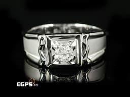 白K金 天然鑽石 主石重0.35CT 噴砂處理  鑽石戒指 男戒