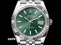 ROLEX 勞力士 Datejust 41 蠔式日誌型 126334 <font color="#00fa9a">薄荷綠色面盤</font> 不鏽鋼 DJ41 經典三角坑紋錶圈 <font color="#FF0000">2025年保卡 紀念型（Jubilee）五銖錶帶</font> 自動上鍊 41mm
