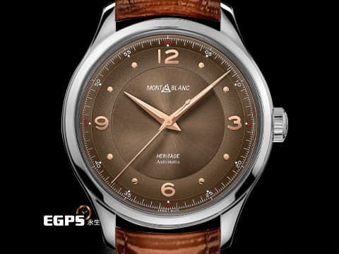 Montblanc 萬寶龍 Heritage 傳承系列 U0128673 淺棕色放射紋面盤 128673 不鏽鋼 大三針&nbsp;2025年保卡  自動上鍊 40mm