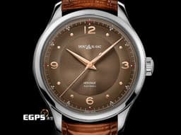 Montblanc 萬寶龍 Heritage 傳承系列 U0128673 <font color="#a25c0b">淺棕色放射紋面盤</font> 128673 不鏽鋼 大三針<font color="#ffd2ab">&nbsp;</font><font color="#FF0000">2025年保卡 </font> 自動上鍊 40mm