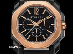BVLGARI 寶格麗 OCTO VELOCISSIMO BGOP41SG 102488 <font color=#ffff00>玫瑰金&鍍黑PVD不鏽鋼材質</font> <font color=#FF0000>2020年保單 </font> 自動上鏈 41.5mm