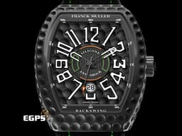 Franck Muller 法蘭穆勒 FM Vanguard Backswing 系列 V45 SC DT GOLF <font color="#05f0f0">高爾夫 黑色塗層錶殼</font>&nbsp;<font color="#fafa01">極致ANTI-SHOCK</font> 酒桶型 大三針 自動上鍊 44x54mm
