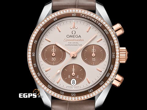 OMEGA 歐米茄 Speedmaster 超霸 速霸 32428385002002 不鏽鋼&amp;18K玫瑰金材質 半金款&nbsp;計時碼錶 同軸擒縱 原廠鑲嵌鑽石錶圈&nbsp;2018年保卡 台灣公司貨 自動上鍊 38mm