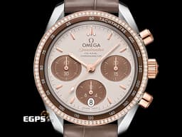 OMEGA 歐米茄 Speedmaster 超霸 速霸 32428385002002 不鏽鋼&amp;18K玫瑰金材質 半金款&nbsp;計時碼錶 同軸擒縱 <font color="#05f0f0">原廠鑲嵌鑽石錶圈</font>&nbsp;<font color="#ff0000">2018年保卡 台灣公司貨</font> 自動上鍊 38mm