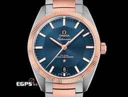 OMEGA 歐米茄 Globemaster 星座系列 13020392103001 18K玫瑰金&amp;不鏽鋼材質 半金款 <font color="#0582f5">太陽線紋磨砂藍色面盤</font> <font color="#ff0000">2024年保卡 台灣公司貨</font> 同軸擒縱 自動上鏈 39mm