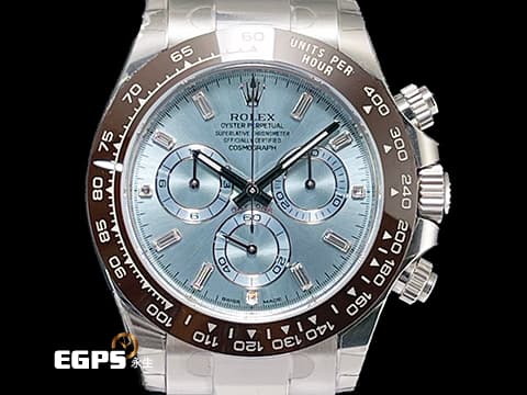 ROLEX 勞力士 DAYTONA 116506A 宇宙計時型 116506 A 迪通拿 鉑金 PT950 計時碼表 原廠鑽石時標 自動腕錶 冰藍色面盤 栗啡色陶瓷圈  冰藍面 木村拓哉&nbsp;停產款 2022年新式保卡&nbsp;一手錶未整理&nbsp;保有原廠膠膜 自動上鍊 40mm